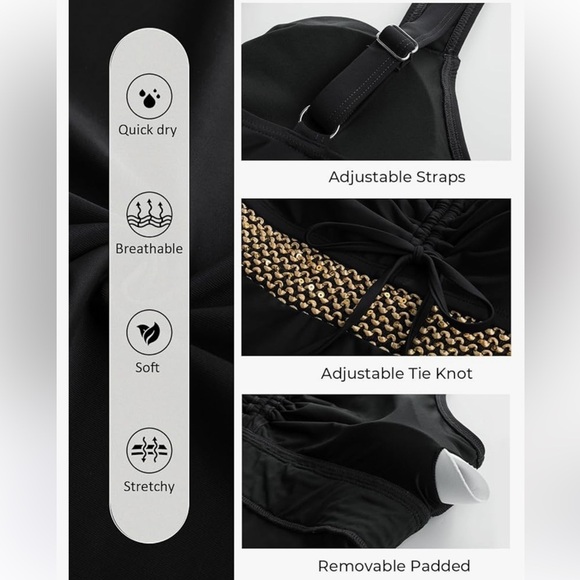 Hanna Nikole Tankini Flowy Swimdress Tummy Control Bathing Suits with Shorts - Picture 12 of 14